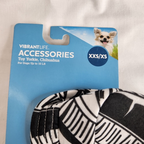 New Vibrant Life Dog Bucket Hat Bandana Matching Set XXS/XS Tropical Black White - Picture 2 of 6